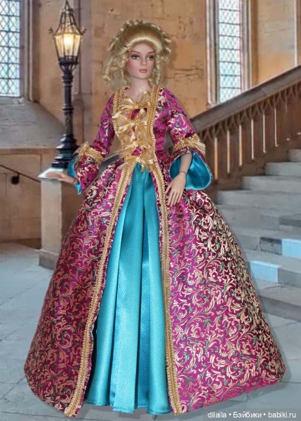 Выкройка PDF в натуральную величину / платье в стиле 18 века для кукол Тоннер Tonner ростом 40-41 см (фото 2)