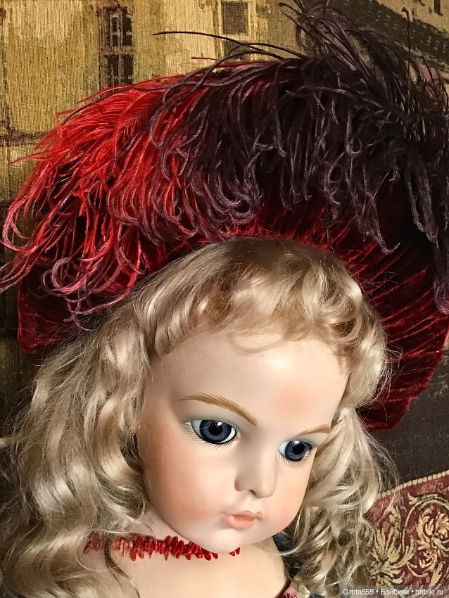 Антикварный эгрет , до 1917 года , из двух цветных перьев страуса , для кукольного декора (фото 5)