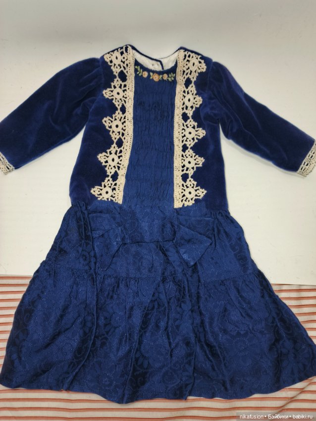 Платье бархат на антикварную или винтажную куклу рост 65-70 см (фото 6)