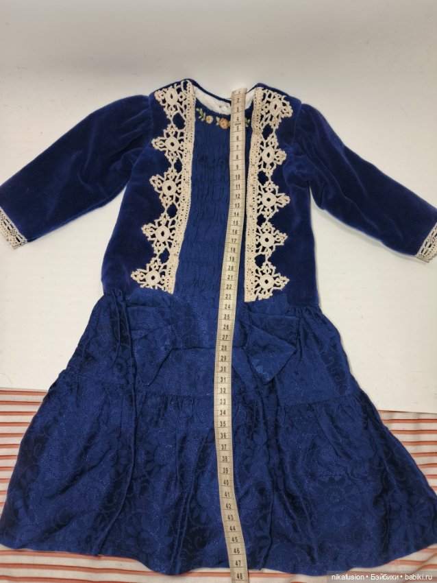 Платье бархат на антикварную или винтажную куклу рост 65-70 см (фото 7)