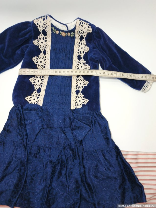 Платье бархат на антикварную или винтажную куклу рост 65-70 см (фото 8)