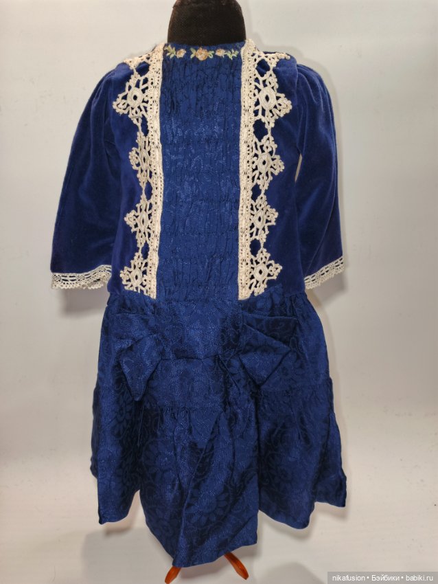 Платье бархат на антикварную или винтажную куклу рост 65-70 см (фото 5)