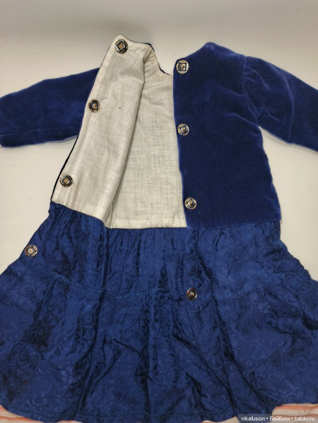 Платье бархат на антикварную или винтажную куклу рост 65-70 см (фото 9)