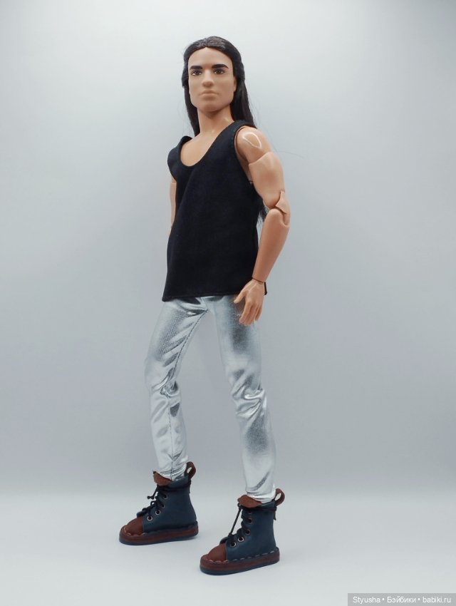 Обувь для Кена и кукол со стопой до 4 см, ботинки коричнево-бирюзовые (фото 8)