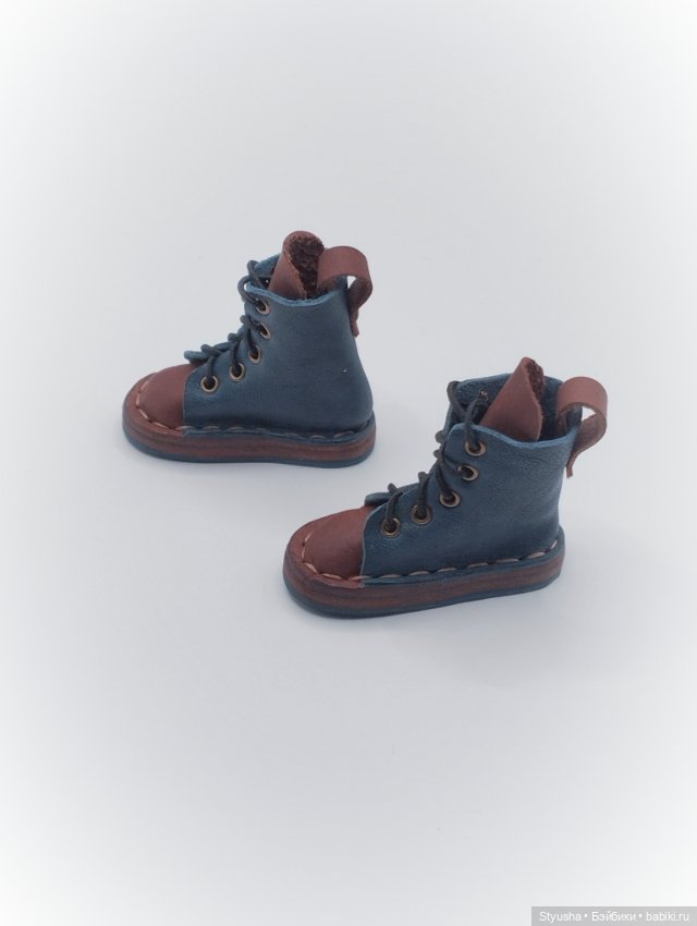 Обувь для Кена и кукол со стопой до 4 см, ботинки коричнево-бирюзовые (фото 3)