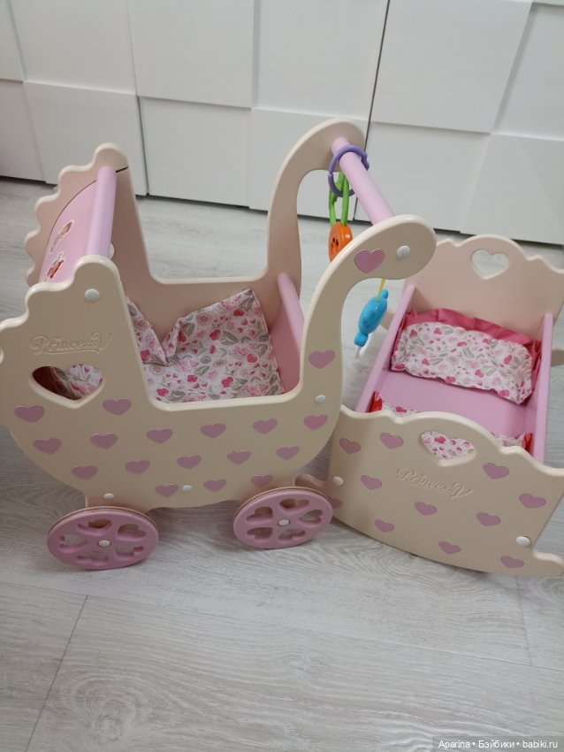 Коляска и кроватка качалка для кукол (фото 3)