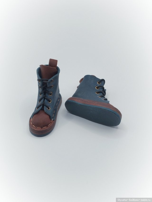Обувь для Кена и кукол со стопой до 4 см, ботинки коричнево-бирюзовые (фото 5)