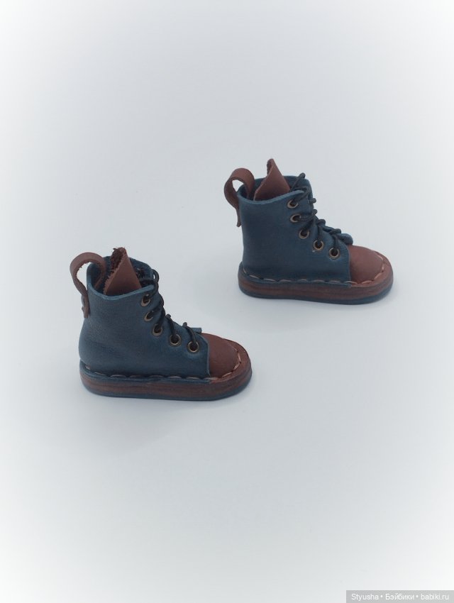 Обувь для Кена и кукол со стопой до 4 см, ботинки коричнево-бирюзовые (фото 2)