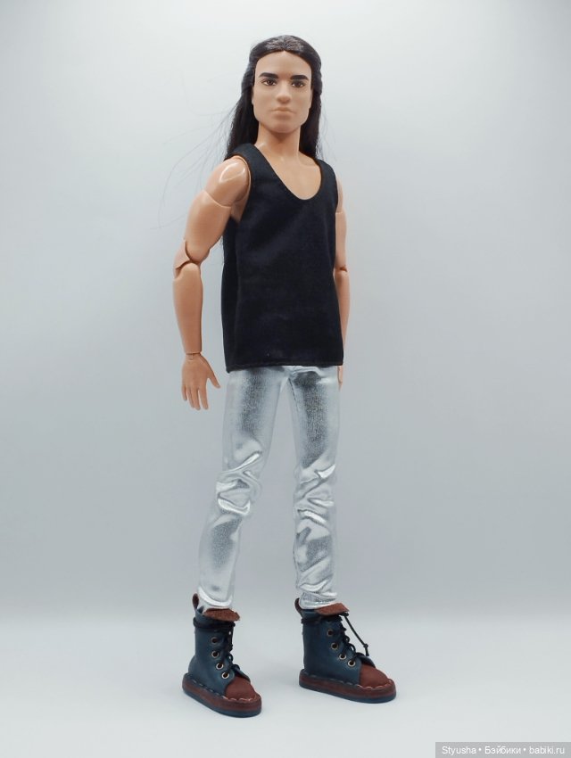 Обувь для Кена и кукол со стопой до 4 см, ботинки коричнево-бирюзовые (фото 7)