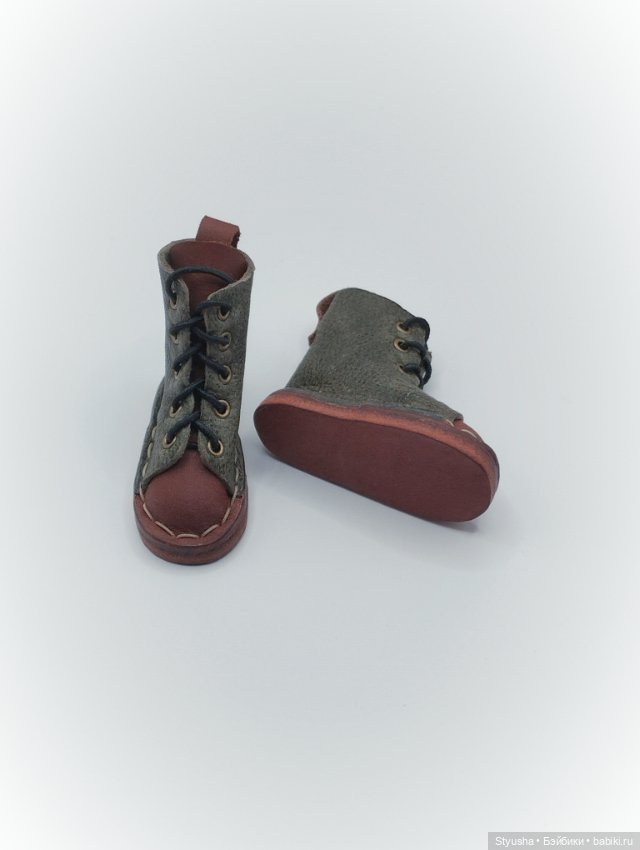Обувь для Кена и кукол со стопой до 4 см, ботинки коричнево-болотные (фото 5)