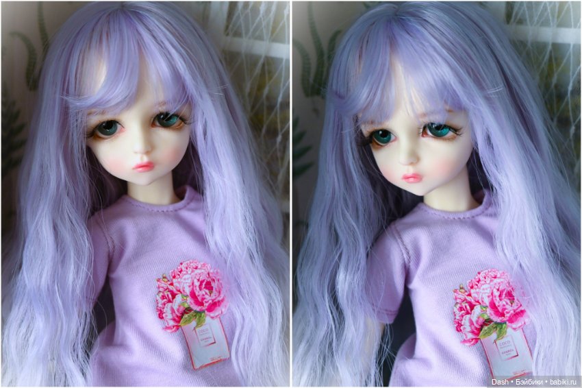Сиреневый волнистый парик размер 6-7