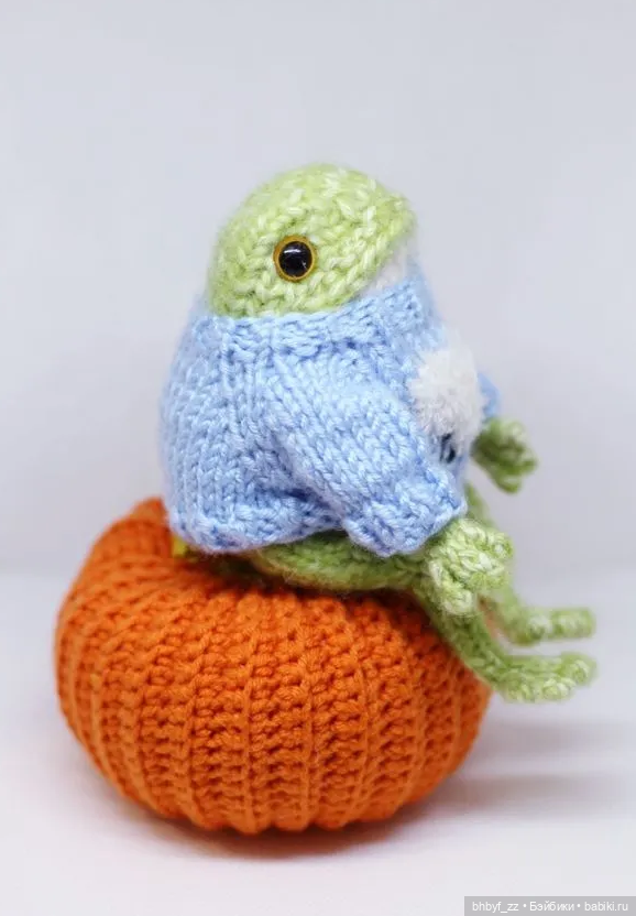 Вязаная лягушка с тыквой — Авторские игрушки (фото 2)