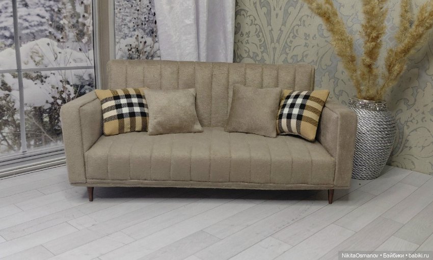 Диван из мебельного велюра для кукол 1:6