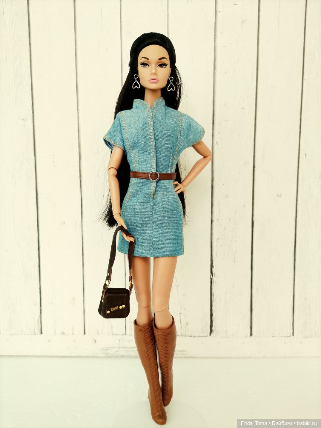 Одежда на Барби Поппи Интегрити джинсовое платье Лайм (фото 5)