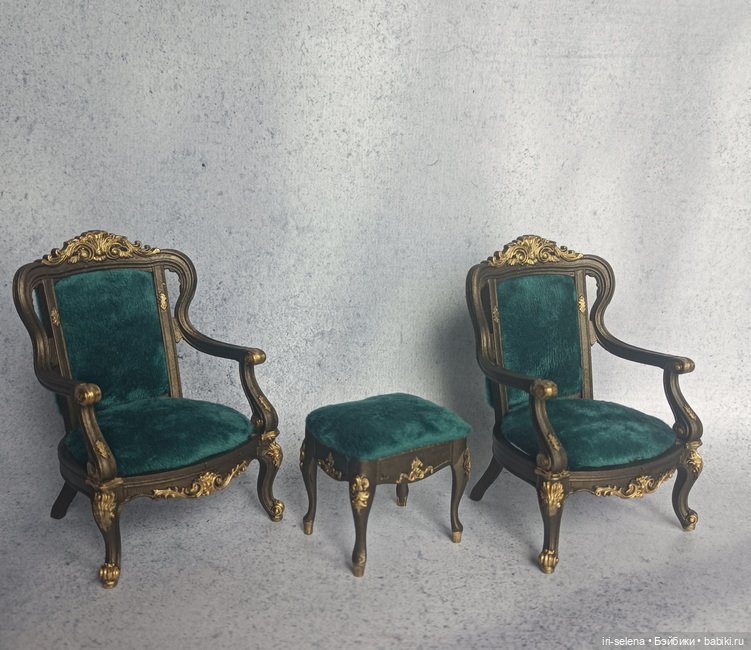 Гарнитур "Bradford" - 2 кресла + банкетка. Куклам до 16 см (фото 6)