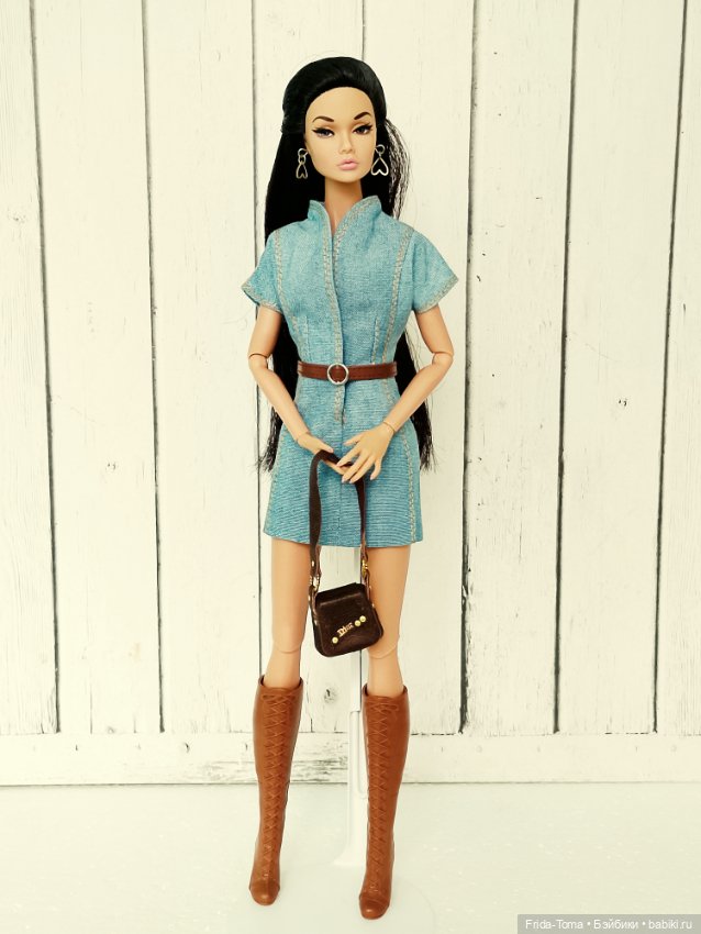 Одежда на Барби Поппи Интегрити джинсовое платье Лайм (фото 4)