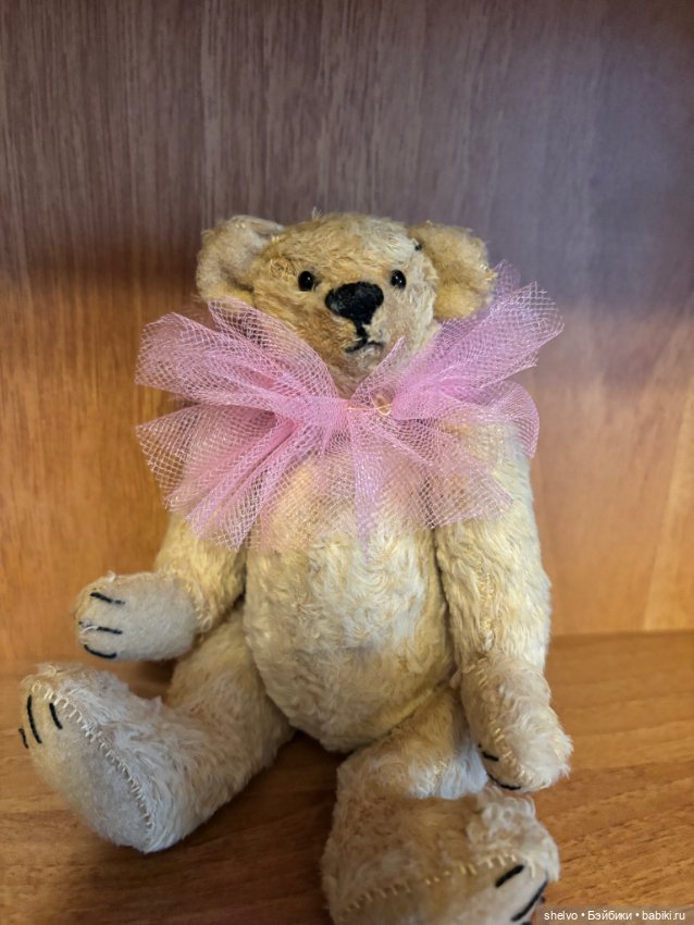 Маленький мишка в розовом воротнике