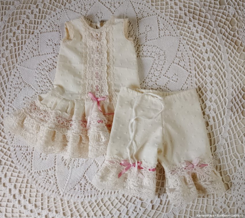Комплект нижнего белья для антикварных кукол и реплик 43-46см (фото 8)