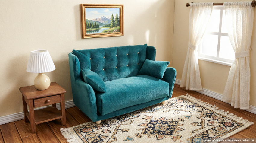 🧸 Мягкий диван для кукол «Зябушка» — уют ручной работы для вашей коллекции (фото 2)