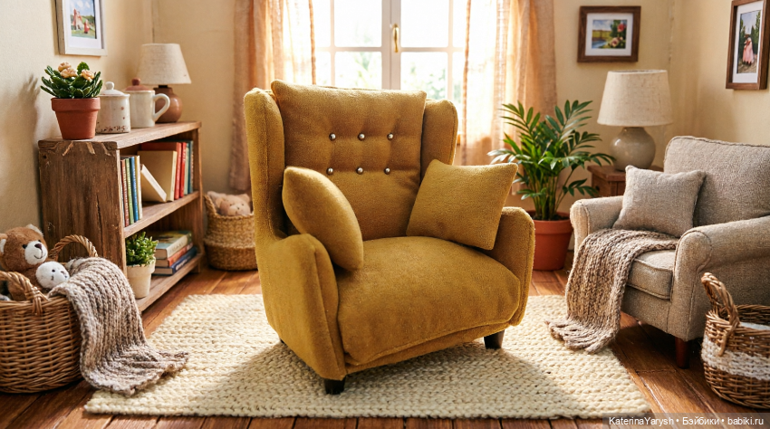 🧸 Мягкое кресло для кукол «Зябушка» — уют ручной работы для вашей коллекции. Цвет в ассортименте (фото 5)