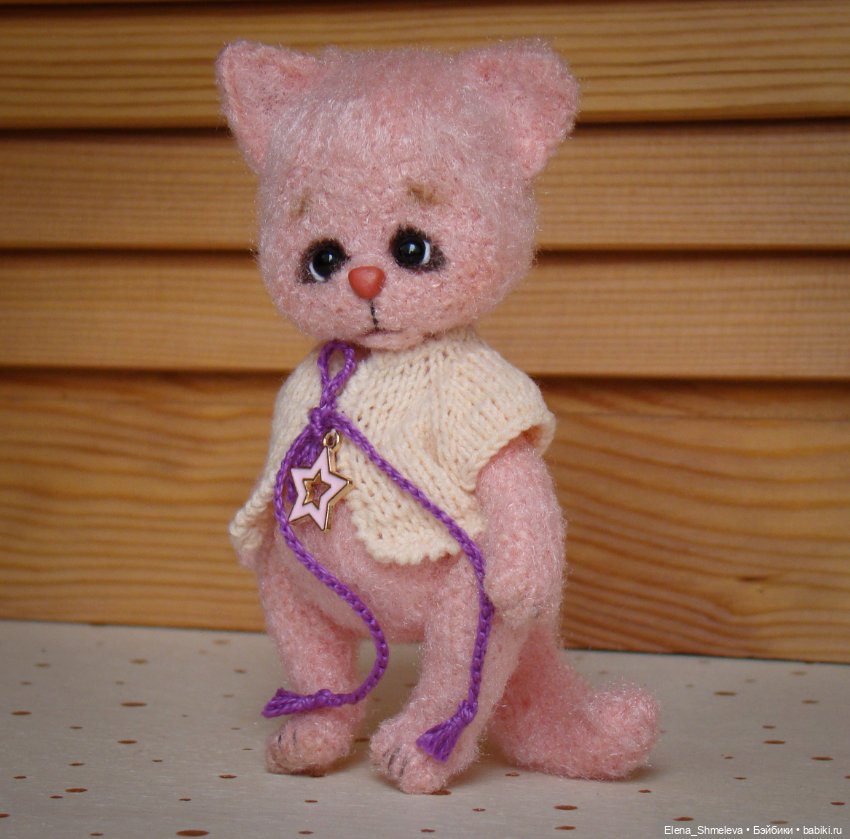 Розовый котëнок — Авторские игрушки (фото 2)