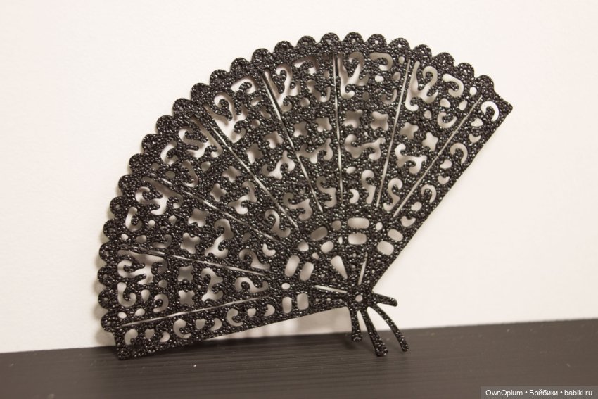 Веер черный 1/6 — Миниатюра для кукол