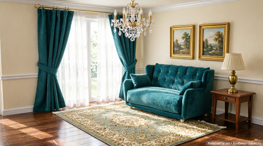 🧸 Мягкий диван для кукол «Зябушка» — уют ручной работы для вашей коллекции