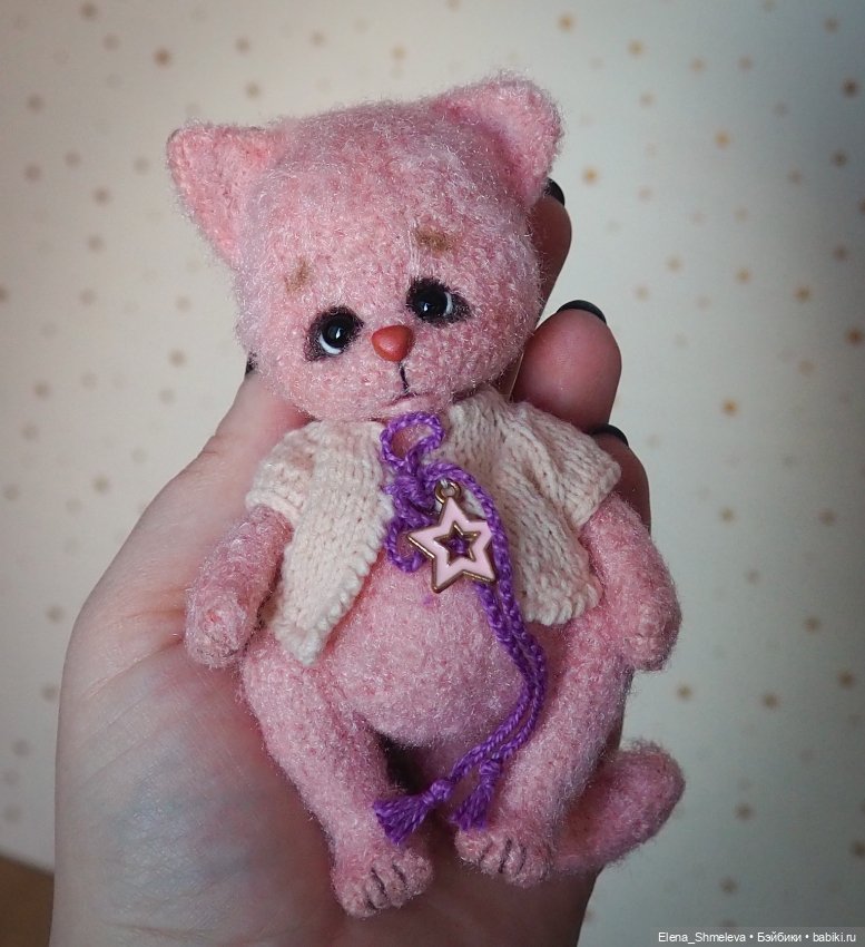 Розовый котëнок — Авторские игрушки (фото 4)