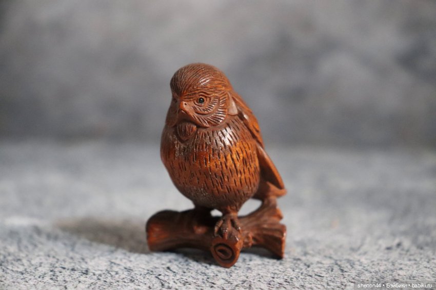 Нэцкэ "Снегирь на ветке" — Статуэтки (фото 2)