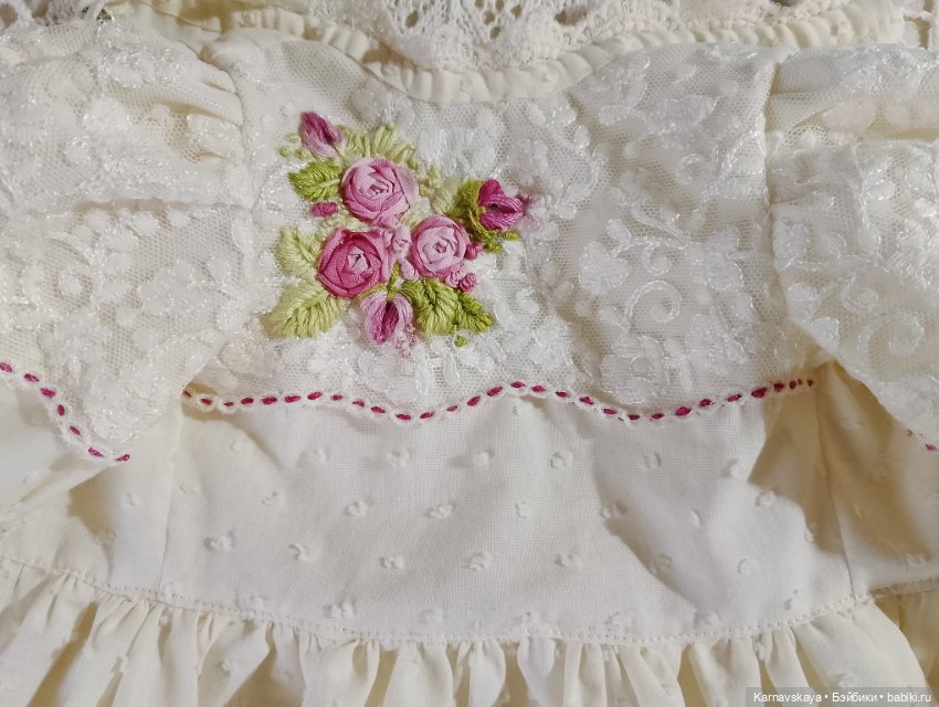 Нарядное платье для антикварных кукол и реплик 55-60см роста