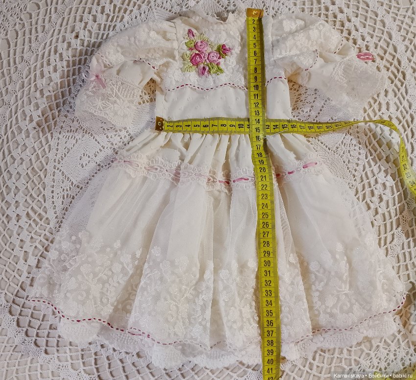 Нарядное платье для антикварных кукол и реплик 55-60см роста (фото 6)