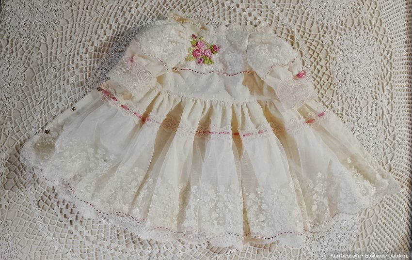 Нарядное платье для антикварных кукол и реплик 55-60см роста (фото 5)