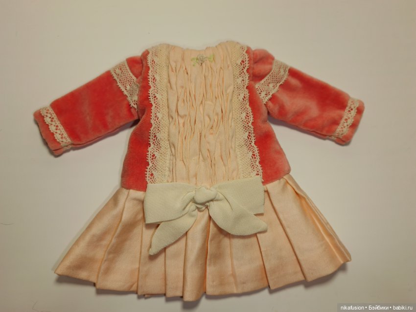 Платье бархат на антикварную или винтажную куклу рост 27-30 см (фото 6)