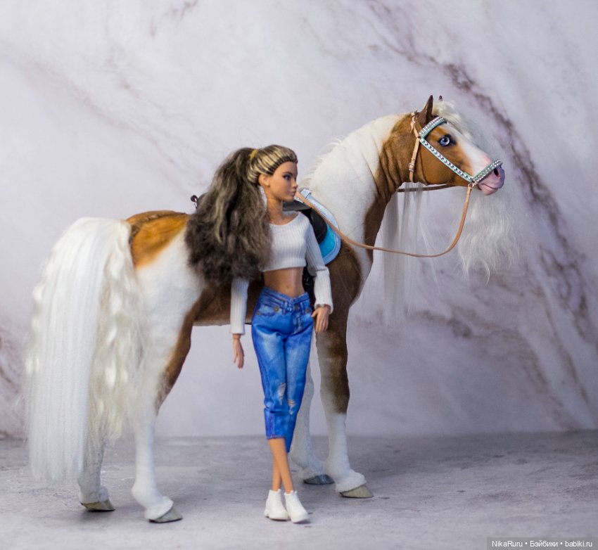 Лошадь Карамелька для Барби, подвижная в смешанной технике, конь формат 1/6 (фото 6)