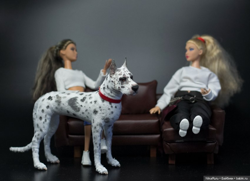 Дог для Барби собака в смешанной технике формат 1/6