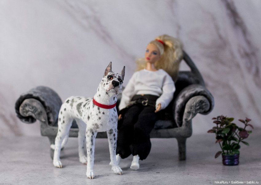 Дог для Барби собака в смешанной технике формат 1/6 (фото 4)