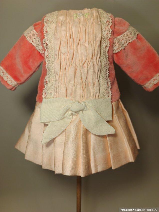 Платье бархат на антикварную или винтажную куклу рост 27-30 см (фото 5)