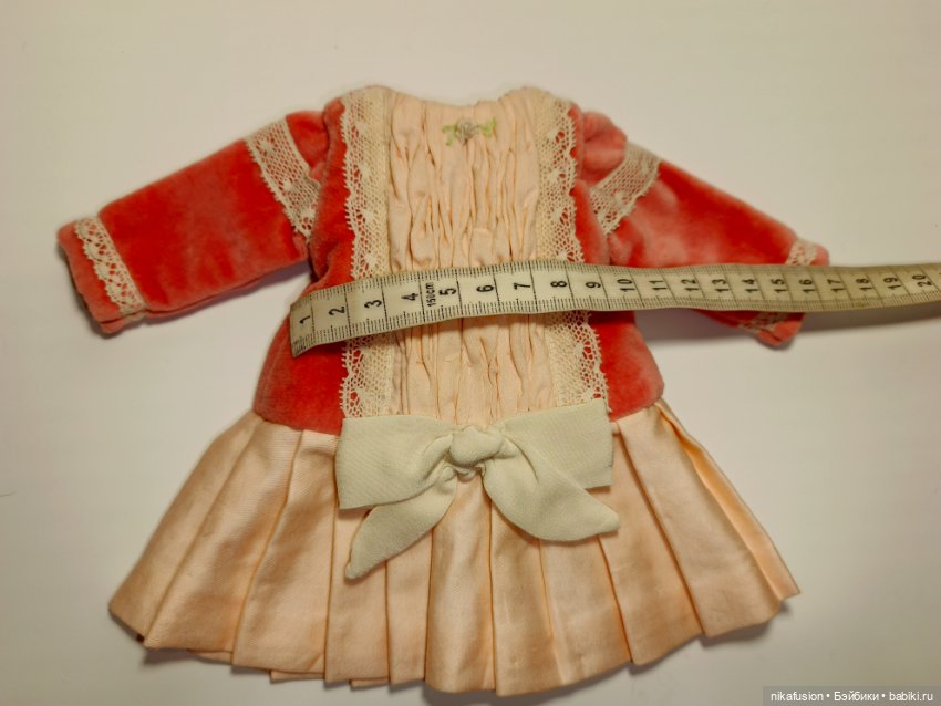 Платье бархат на антикварную или винтажную куклу рост 27-30 см (фото 7)