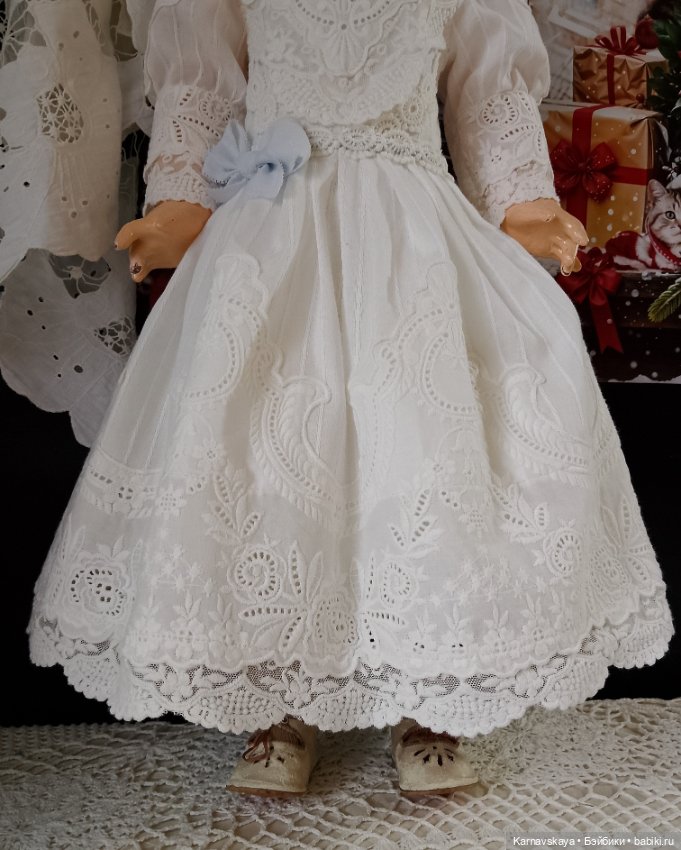 Чайное платье для кукол ориентировочно 55см роста (фото 8)