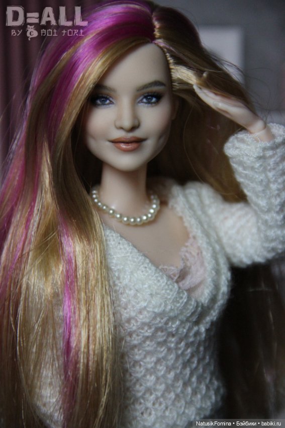 ООАК голова куклы Барби Дримтопия Вайолет репейнт улыбашки (фото 2)