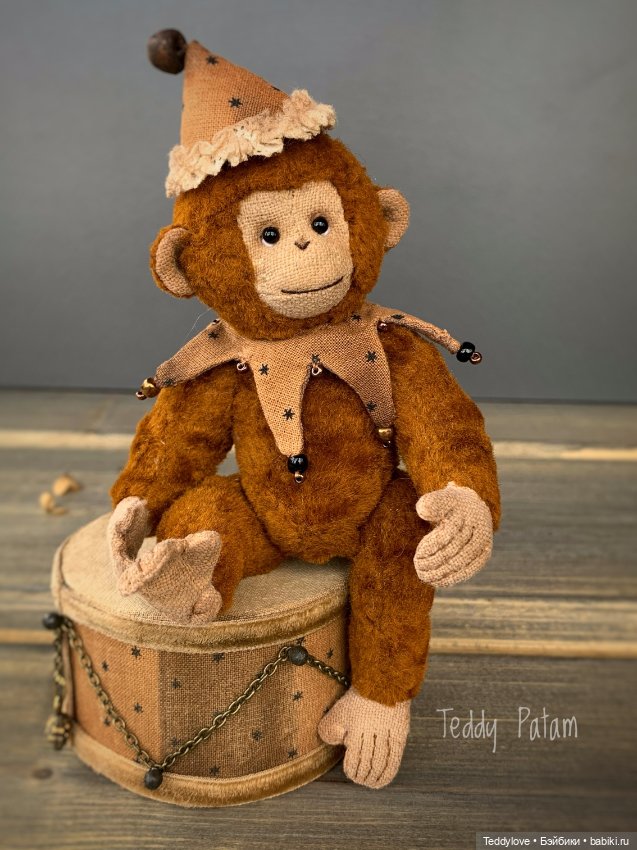 Винтажная Тедди обезьянка на барабане (фото 2)