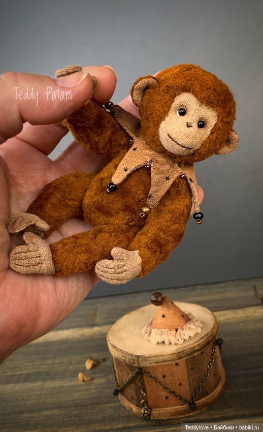 Винтажная Тедди обезьянка на барабане (фото 5)