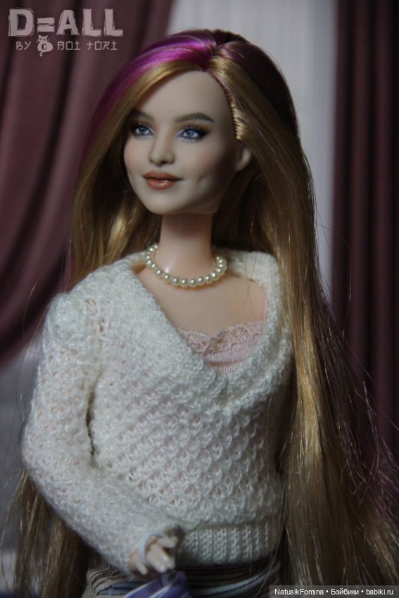 ООАК голова куклы Барби Дримтопия Вайолет репейнт улыбашки (фото 6)