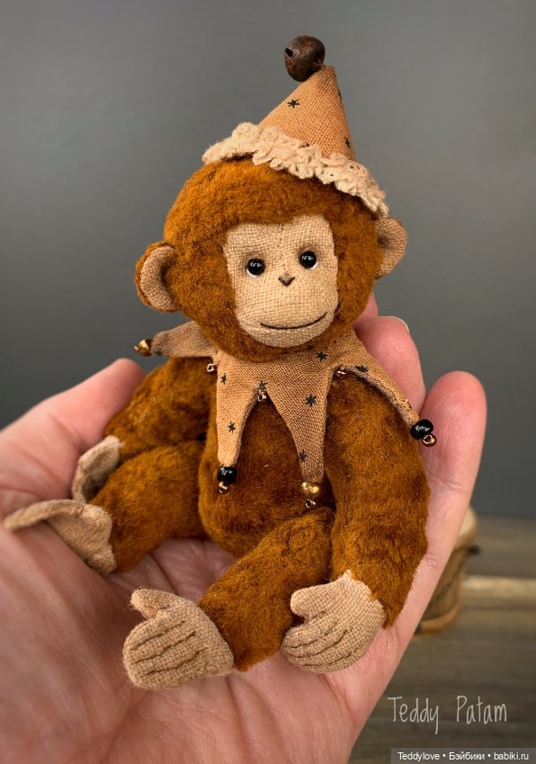 Винтажная Тедди обезьянка на барабане (фото 4)