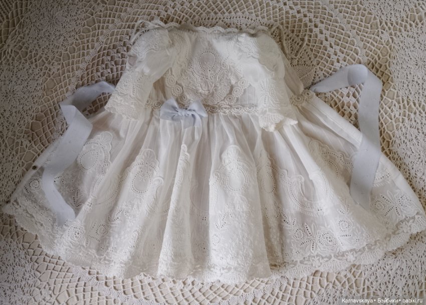 Чайное платье для кукол ориентировочно 55см роста (фото 4)