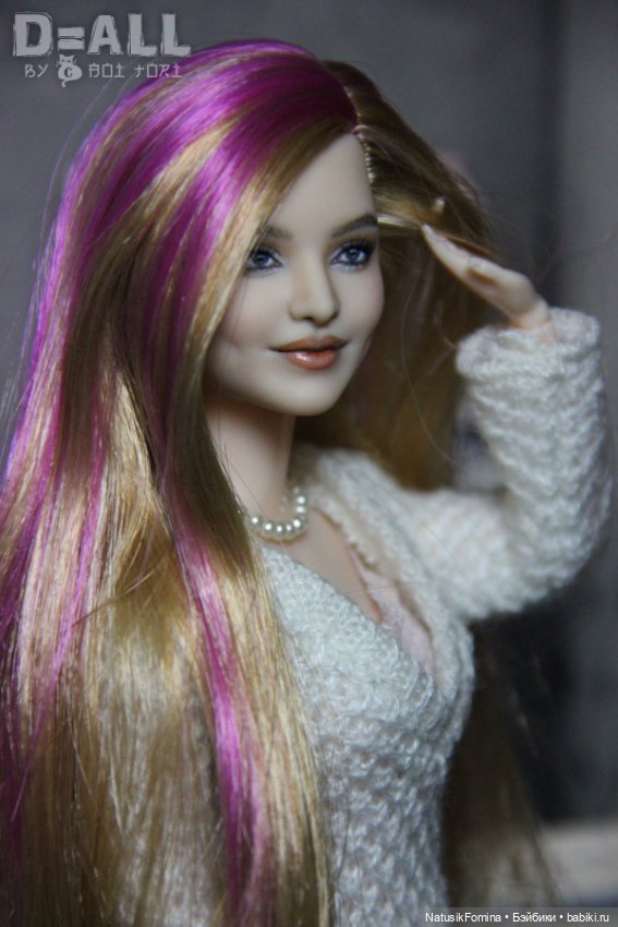 ООАК голова куклы Барби Дримтопия Вайолет репейнт улыбашки (фото 3)