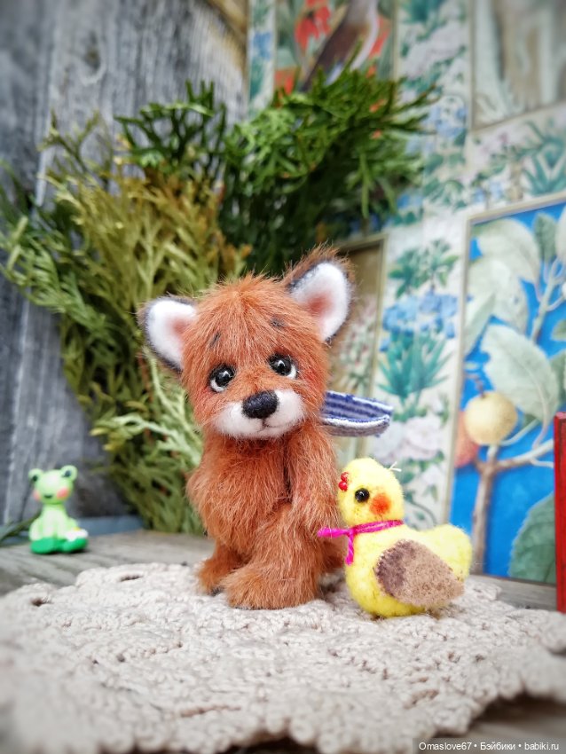 Мини лисик с цыпой — Авторские игрушки