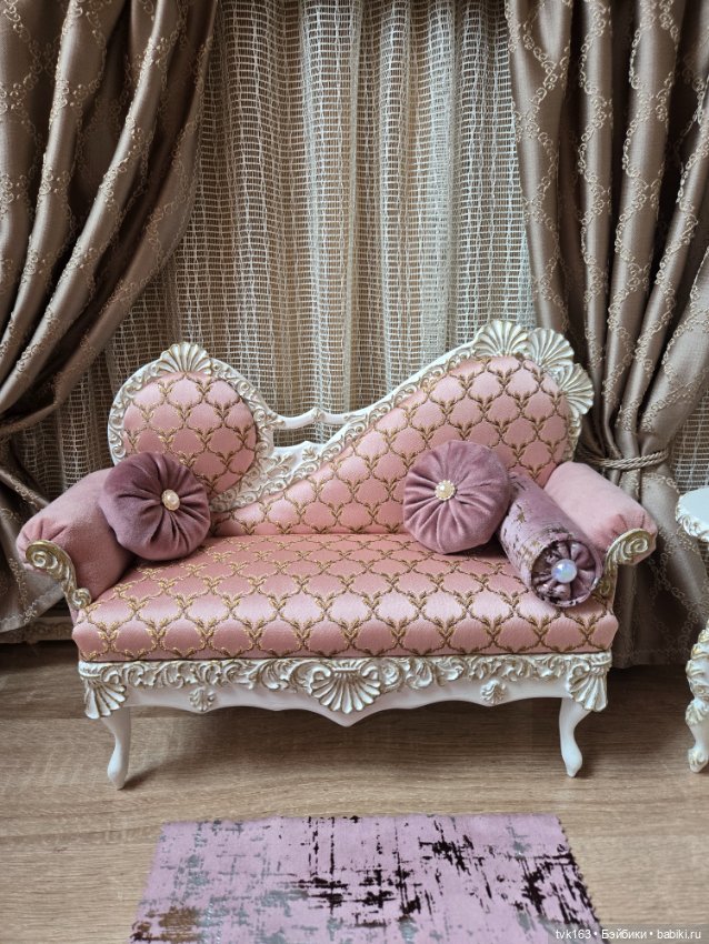 Диван-кушетка для кукол 1/6, 1/5...Мебель для кукол (фото 7)