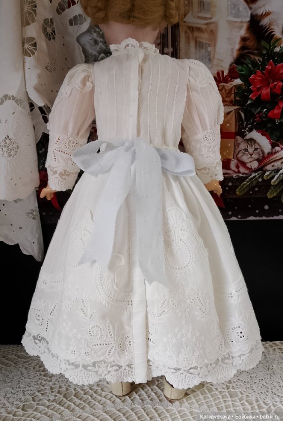 Чайное платье для кукол ориентировочно 55см роста (фото 5)