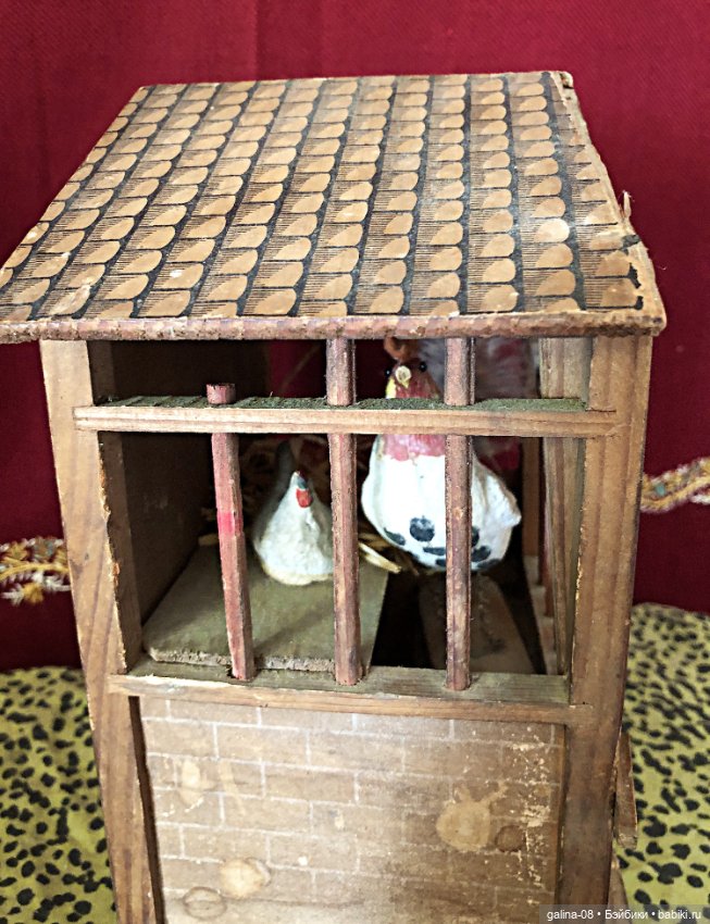 1900 г. Деревянная механическая антикварная игрушка «Курятник» Putz, Erzgebirge Германия (фото 3)